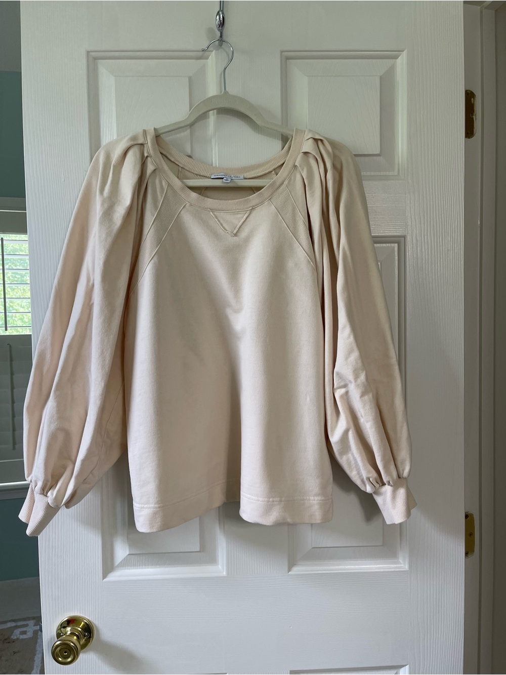 Gibson Latimer Cream Puff Sleeve Sweatshirt Top Size M